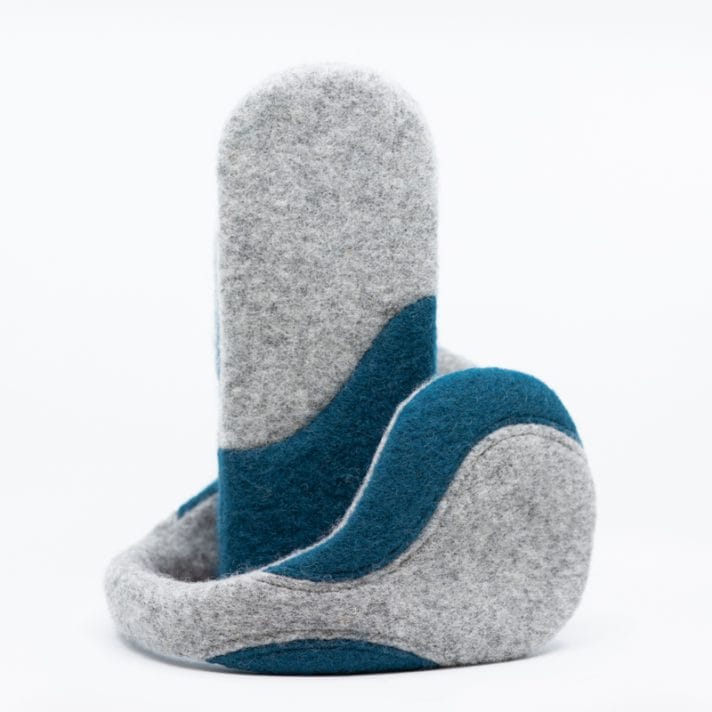 HERTTA - Huovutetut villaiset lapaset - vaal.harmaa, akvamariini