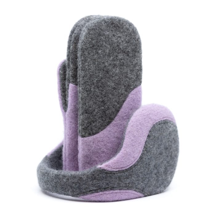 HERTTA - Huovutetut villaiset lapaset - keskiharmaa, lila